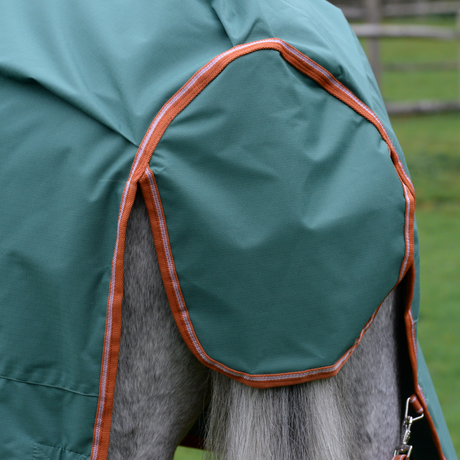 Weatherbeeta Comfitec Tyro Combo Neck Medium Turnout Rug #colour_green-burnt-orange-white