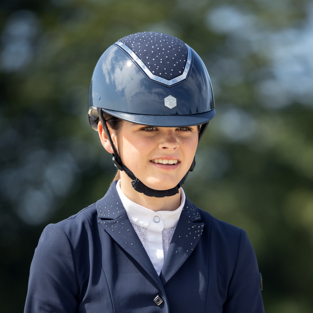 Charles Owen Kylo Crystal Gloss with MIPS Riding Hat #colour_navy-gloss-silver