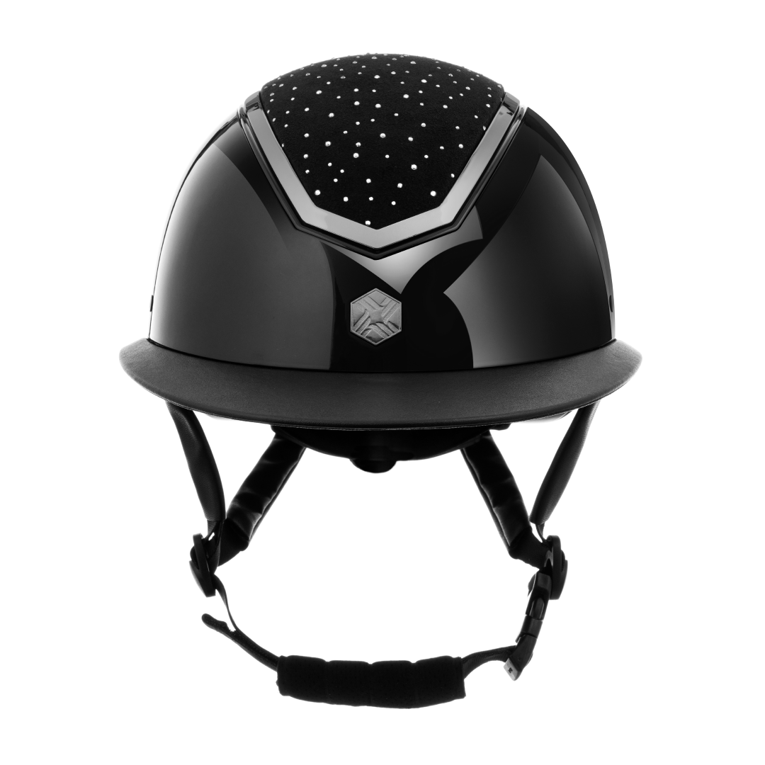 Charles Owen Kylo Crystal Gloss Wide Peak with MIPS Riding Hat #colour_black-gloss-chrome