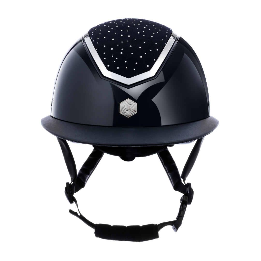 Charles Owen Kylo Crystal Gloss Wide Peak with MIPS Riding Hat #colour_navy-gloss-crystal