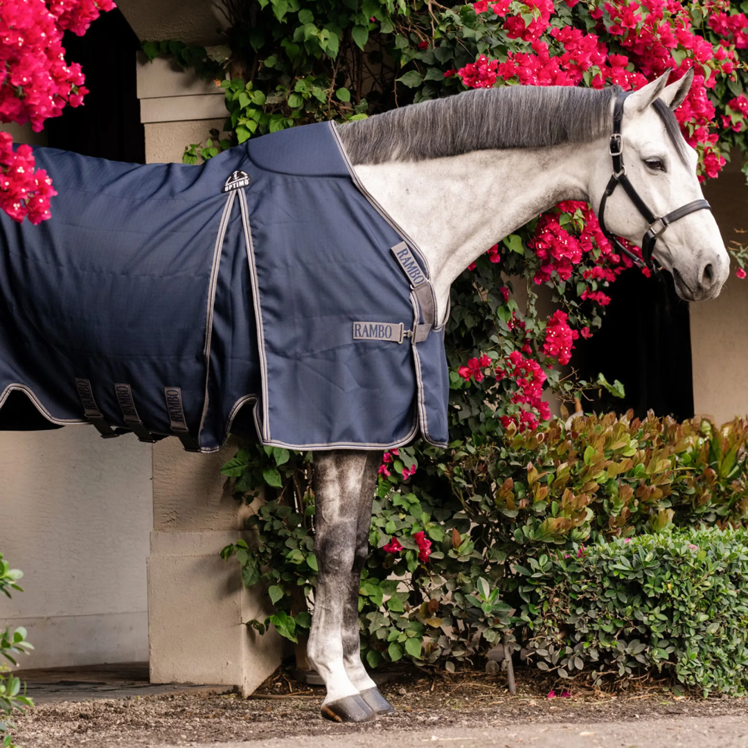 Horseware Ireland Rambo Optimo Stable Sheet #colour_navy-thunderstorm-grey-silver