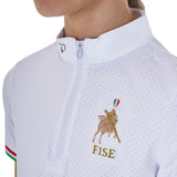 Equestro Girls' Zipped Competition Polo Shirt Equestro X Fise
