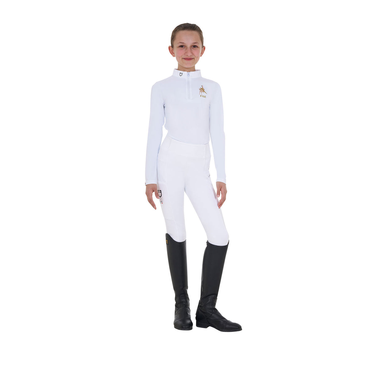 Equestro Girls' Long-Sleeved Competition Polo Shirt Equestro X Fise