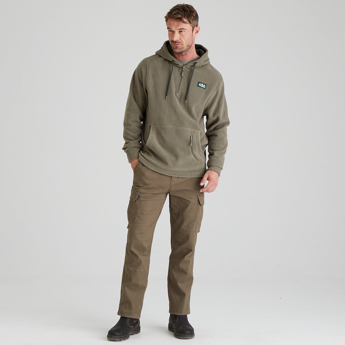 Ridgeline Ballistic Long Sleeved Fleece Hoodie - New #colour_smokey-olive