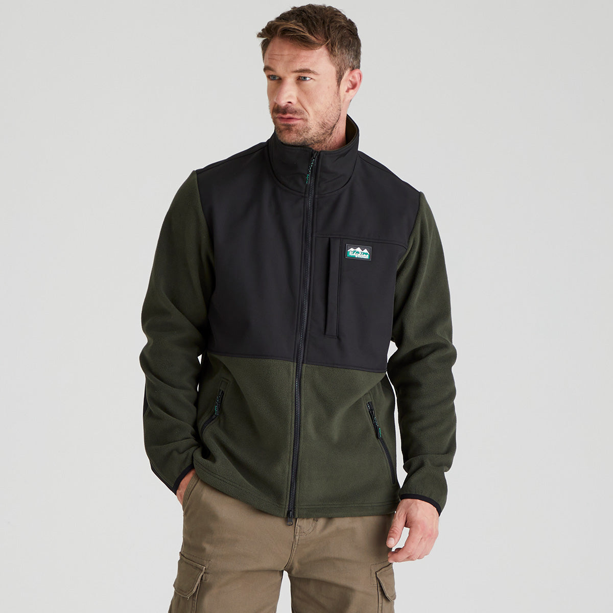 Ridgeline Mens Hybrid Jacket #colour_deep-forest-black
