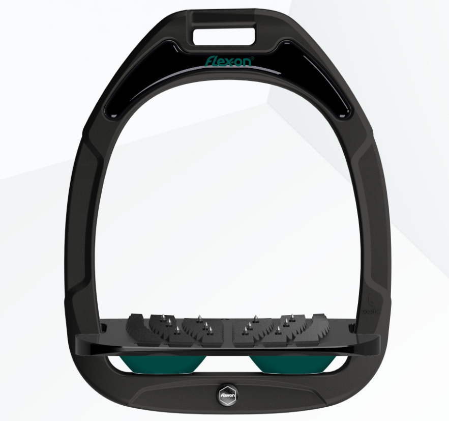 Flex-On Green Composite Inclined Ultra Grip Stirrups - Black/Black/Dark Green