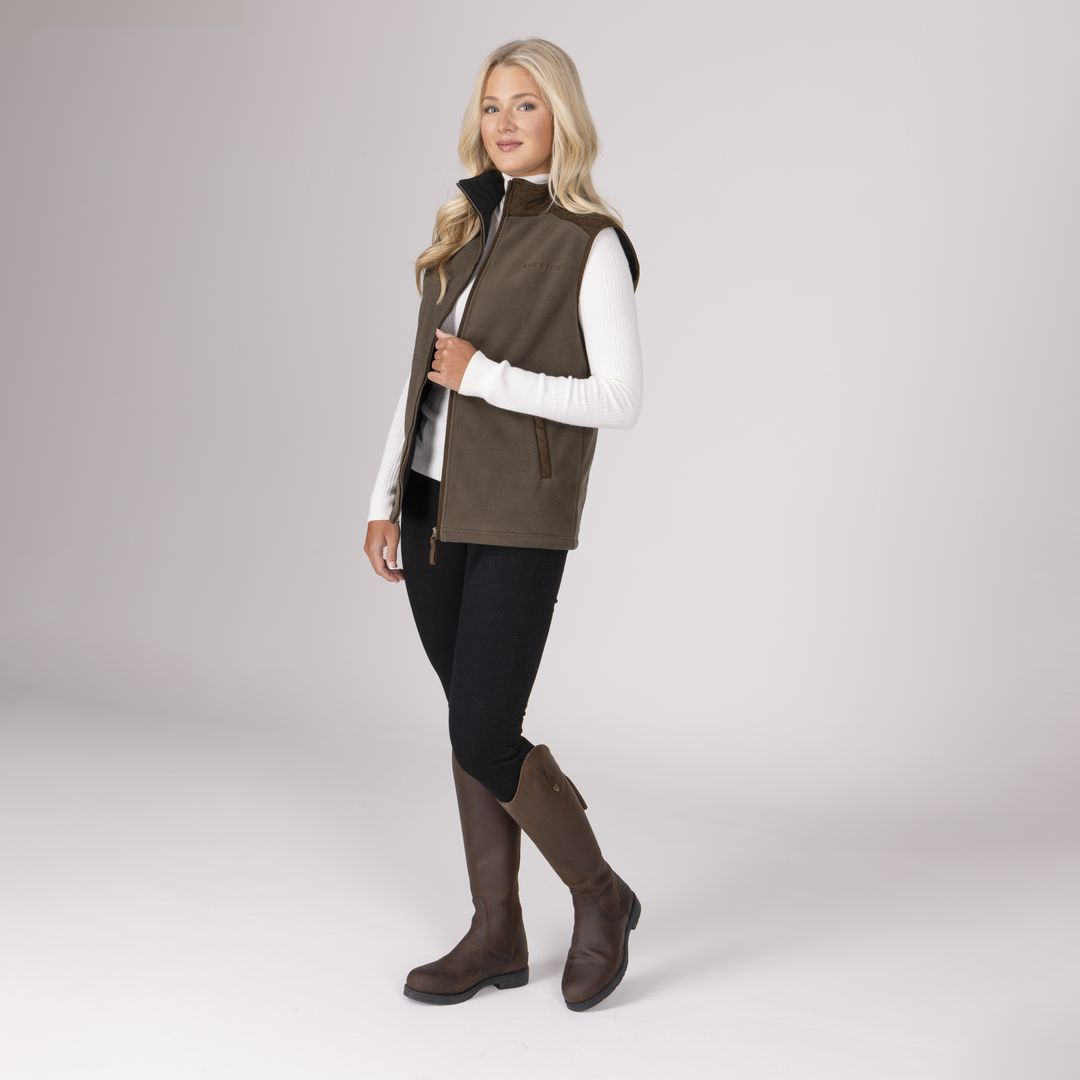 Shires Aubrion Heritage Unisex Fleece Gilet #colour_dark-olive