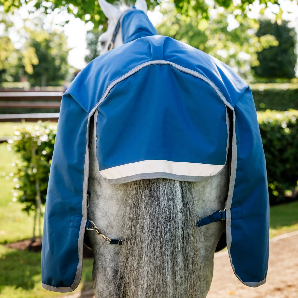 Horseware Ireland Ionic 100g Therapy Turnout Rug #colours_imperial-blue-silver-navy