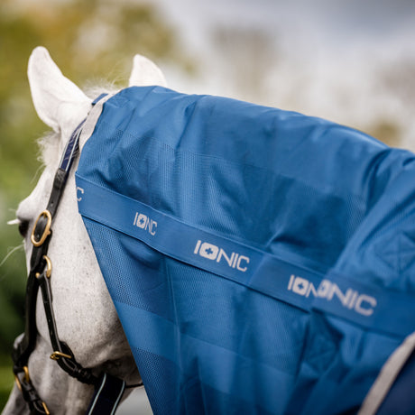 Horseware Ireland Ionic Therapy Mesh Cooler Hood #colour_imperial-blue-silver-navy