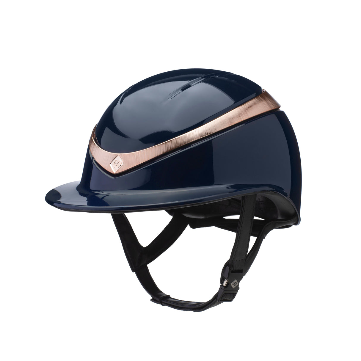 Charles Owen Halo Luxe Wide Peak Navy/Rose Gold Gloss Riding Hat