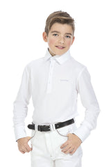 Equitheme Children's Mesh Polo Shirt #colour_white-blue