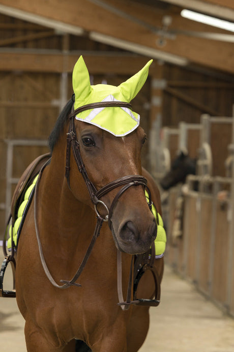 Equitheme High Visibility Fly Hood #colour_yellow