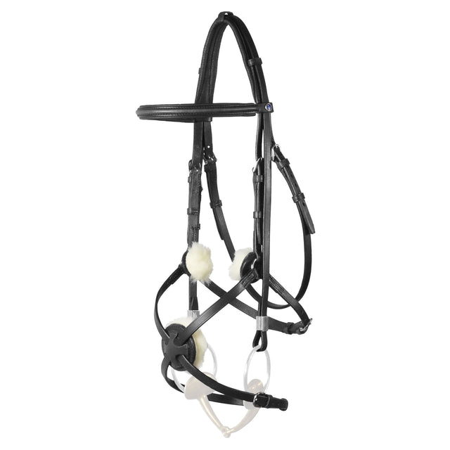 Stubben Leitrim Mexican Noseband with Slide/Lock Snaffle Bridle #colour_black-black