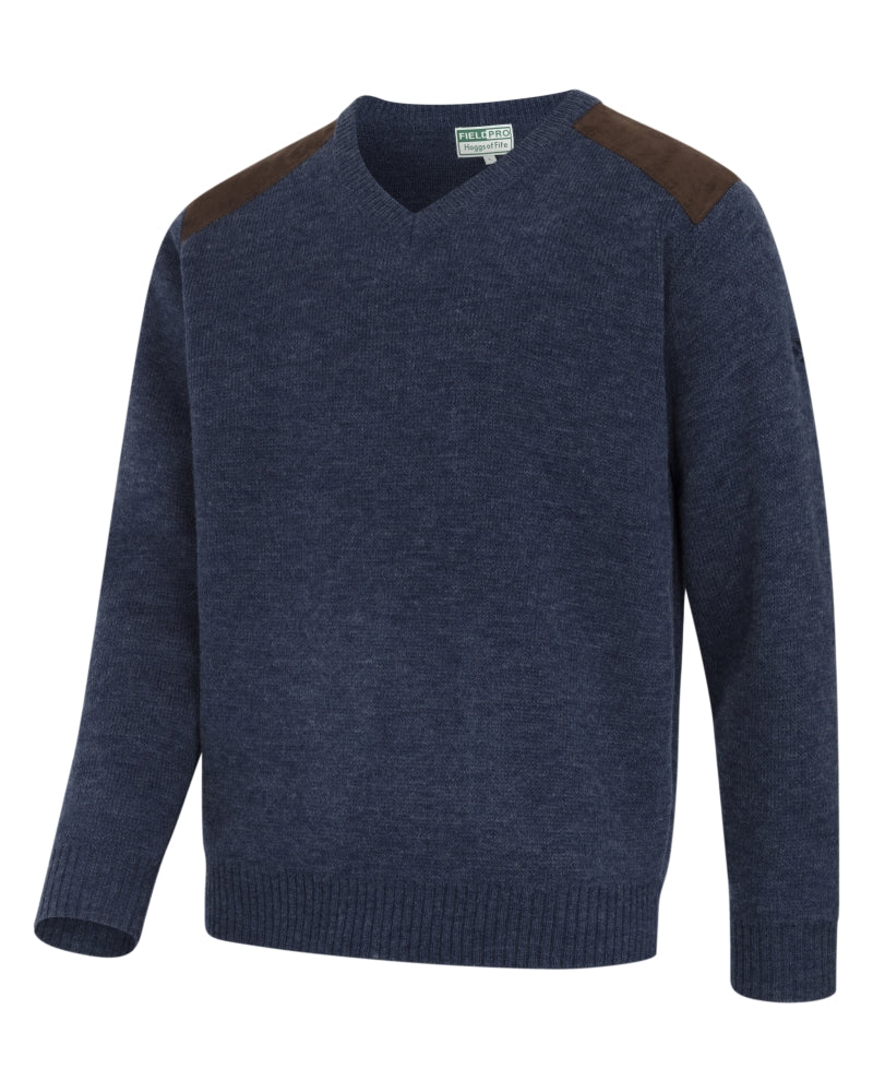 Hoggs of Fife Melrose II V-Neck Pullover #colour_storm-blue-marl