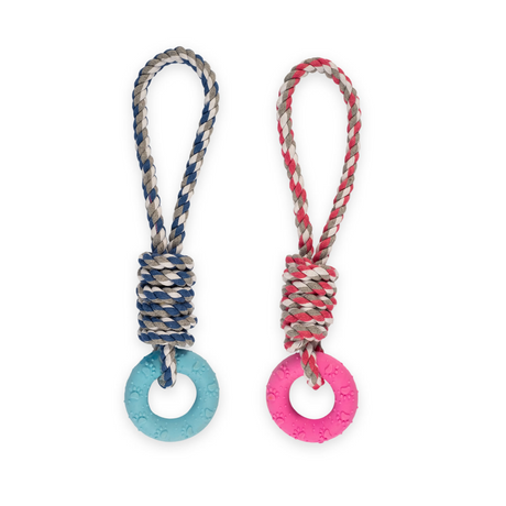 Ancol Small Bite Rope & Ring #colour_blue-pink