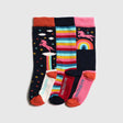 Toggi Rainbow Unicorn Children's Socks 3 Pack #colour_navy-ornge