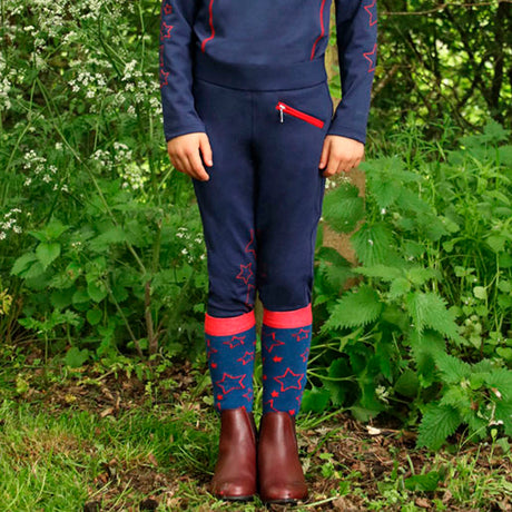 Hy Equestrian Stella Children's Riding Tights #colour_navy-red