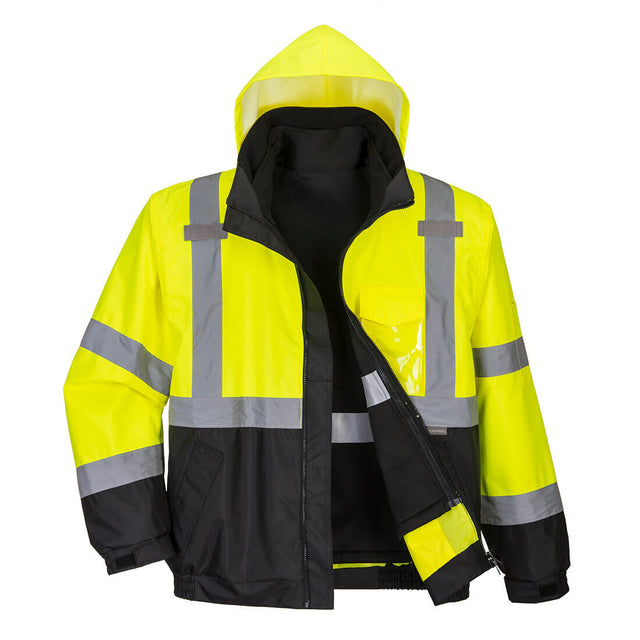 Portwest Hi-Vis Premium 3in1 Bomber Jacket #colour_yellow-black