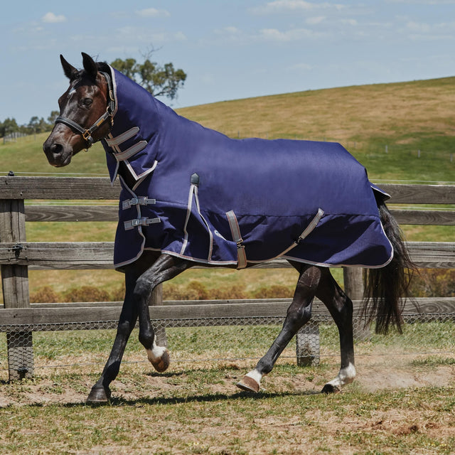 WeatherBeeta ComFiTec Essential Combo Neck Lite Plus Turnout Rug #colour_navy-silver-red