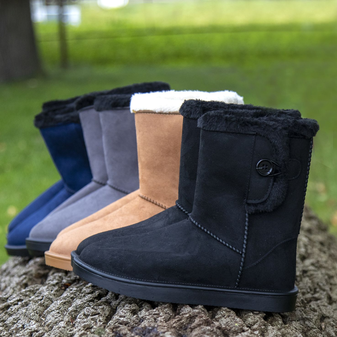 HKM Davos Button Fur All-Weather Boots #colour-deep-blue-grey-camel-black